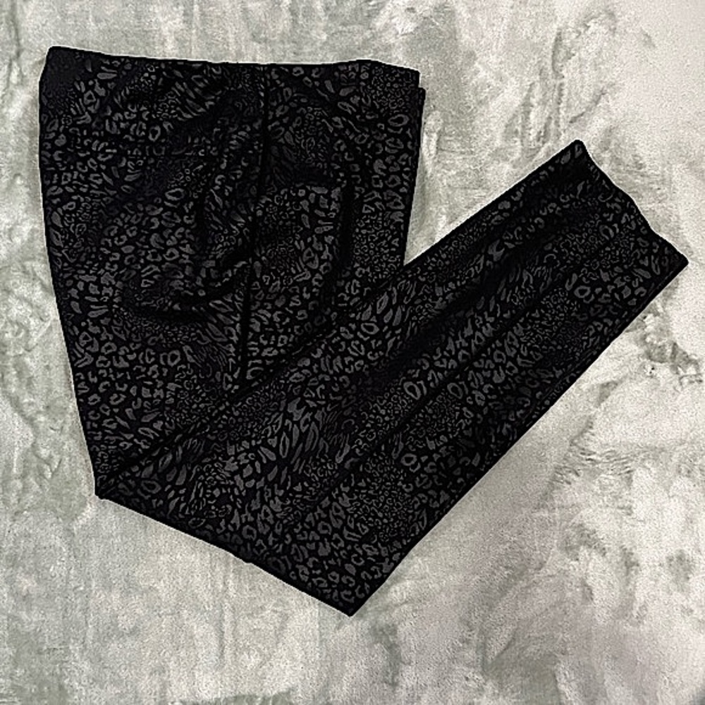 Black Leopard Patterned Straight Leg Pants